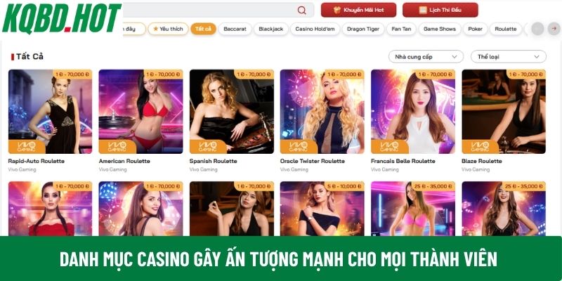 Danh mục casino gây ấn tượng mạnh cho mọi thành viên